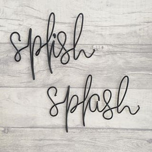 'Splish Splash' - Wire wall words - bathroom wall decor