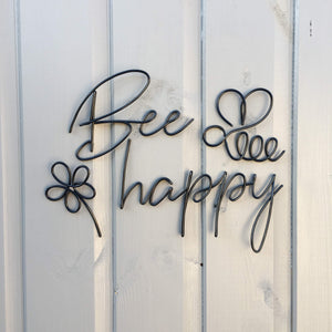 Bee happy (with flower and bee) - Wire wall art