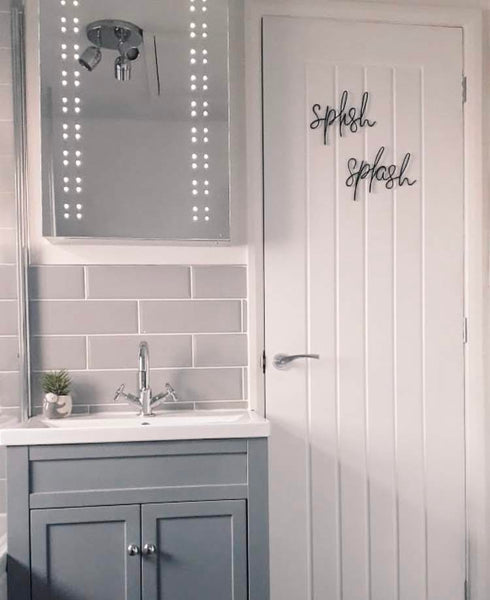 'Splish Splash' - Wire wall words - bathroom wall decor
